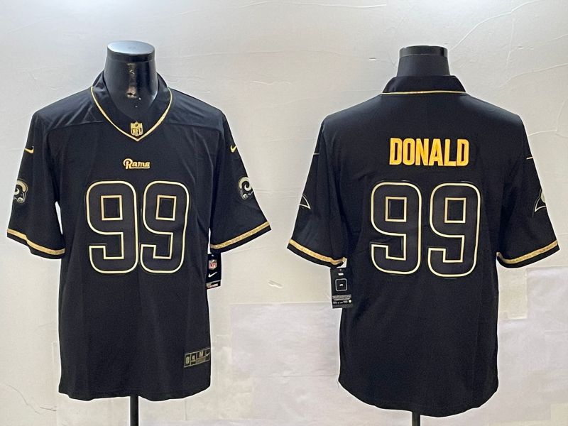 Men Los Angeles Rams #99 Donald Black Gold Throwback 2024 Nike Limited NFL Jersey style 1